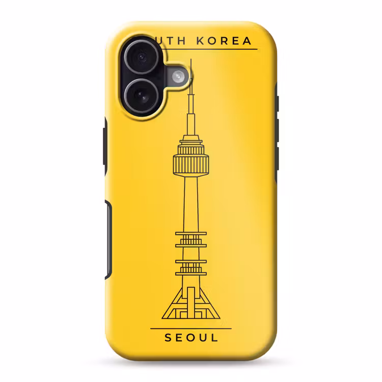 Toren - Seoul - Architectuur - Minimalistisch - Geel Toughcase MagSafe Apple iPhone 17 klein -3d