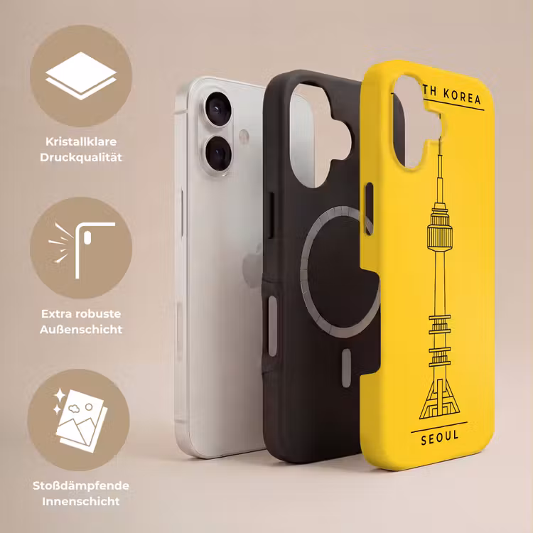 Toren - Seoul - Architectuur - Minimalistisch - Geel Toughcase MagSafe Apple iPhone 17 klein -USP_Lagen_DE