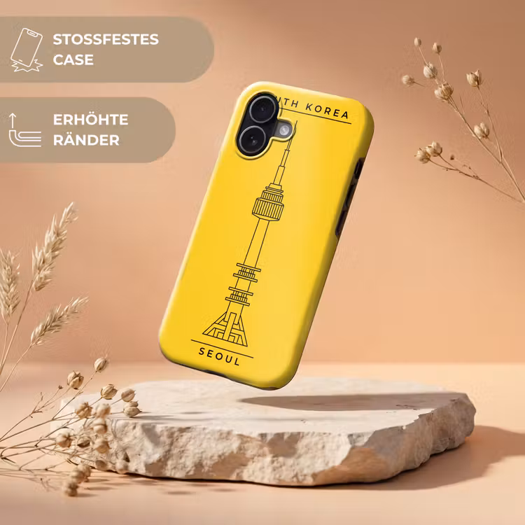 Toren - Seoul - Architectuur - Minimalistisch - Geel Toughcase MagSafe Apple iPhone 17 klein -USP_RandenV_DE