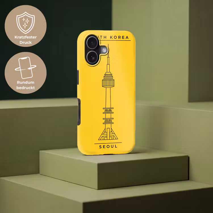 Toren - Seoul - Architectuur - Minimalistisch - Geel Toughcase MagSafe Apple iPhone 17 klein -USP_PrintM_DE