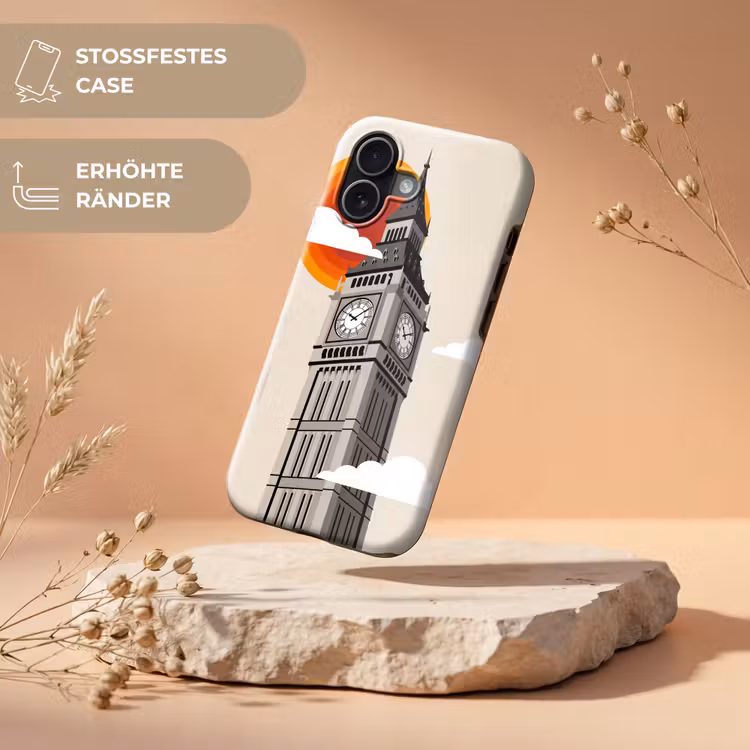 Toren - Klok - Londen - Architectuur - Retro Toughcase MagSafe Apple iPhone 17 klein -USP_RandenV_DE