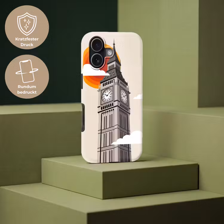 Toren - Klok - Londen - Architectuur - Retro Toughcase MagSafe Apple iPhone 17 klein -USP_PrintM_DE