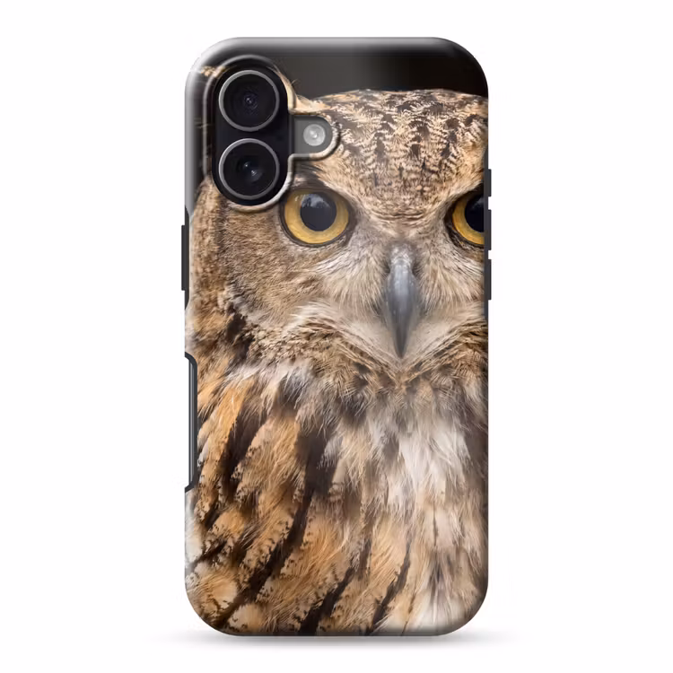 Oehoe - Uil - Portret - Bruin Toughcase MagSafe Apple iPhone 17 klein -3d