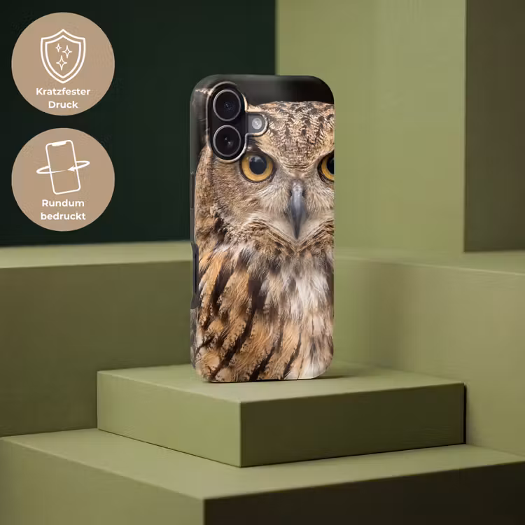 Oehoe - Uil - Portret - Bruin Toughcase MagSafe Apple iPhone 17 klein -USP_PrintM_DE