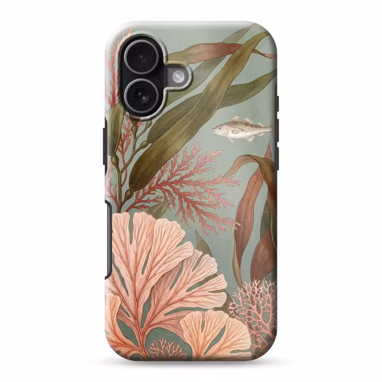 Onderwater - Planten - Vis - Vintage - Groen Toughcase MagSafe Apple iPhone 17 klein -3d