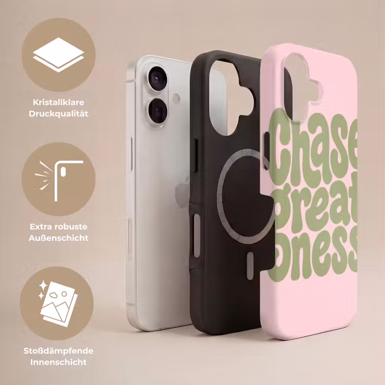 Chase greatness - Groen - Roze - Retro Toughcase MagSafe Apple iPhone 17 klein -USP_Lagen_DE