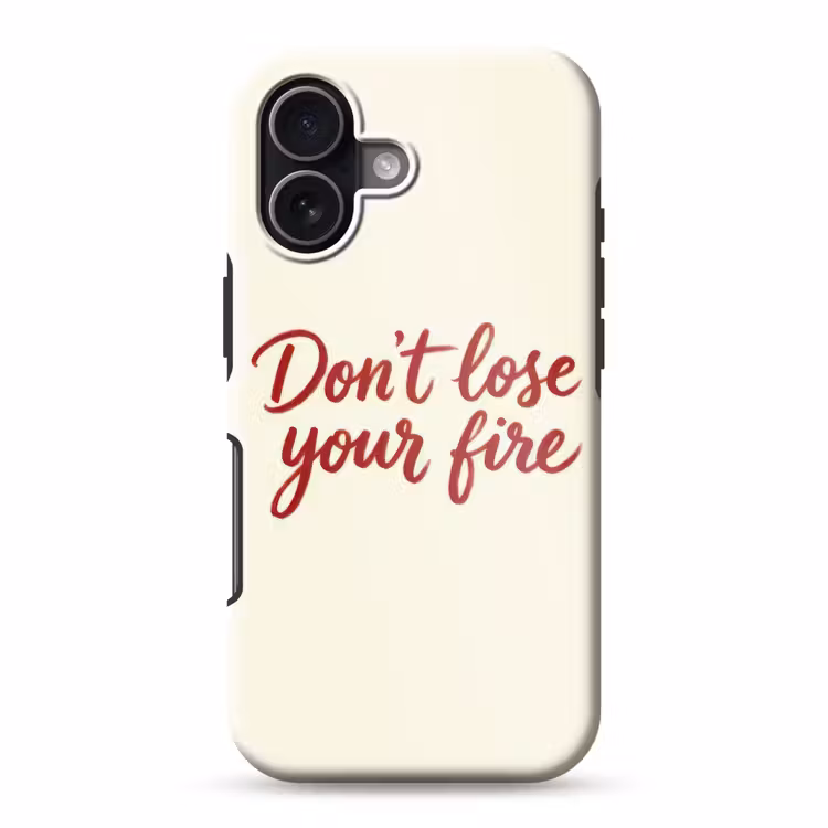 Don't lose your fire - Rood - Wit - Minimalistisch Toughcase MagSafe Apple iPhone 17 klein -3d