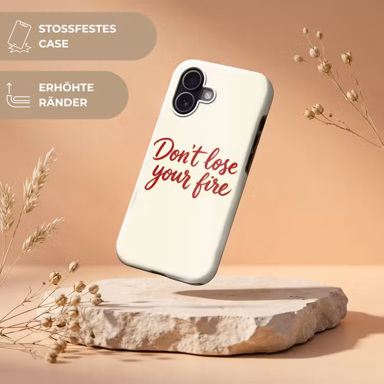 Don't lose your fire - Rood - Wit - Minimalistisch Toughcase MagSafe Apple iPhone 17 klein -USP_RandenV_DE