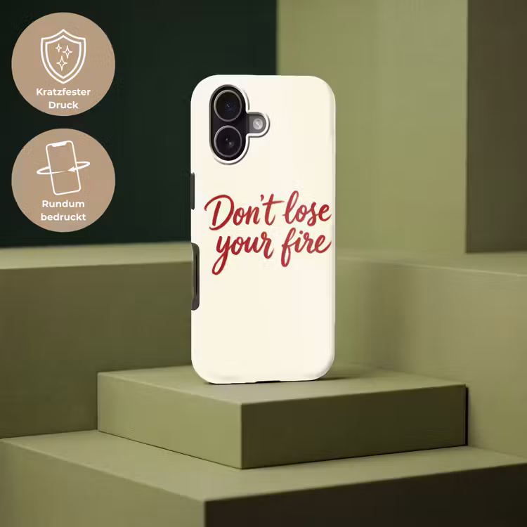 Don't lose your fire - Rood - Wit - Minimalistisch Toughcase MagSafe Apple iPhone 17 klein -USP_PrintM_DE