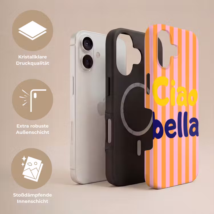 Verticaal - Strepen - Oranje - Ciao bella Toughcase MagSafe Apple iPhone 17 klein -USP_Lagen_DE
