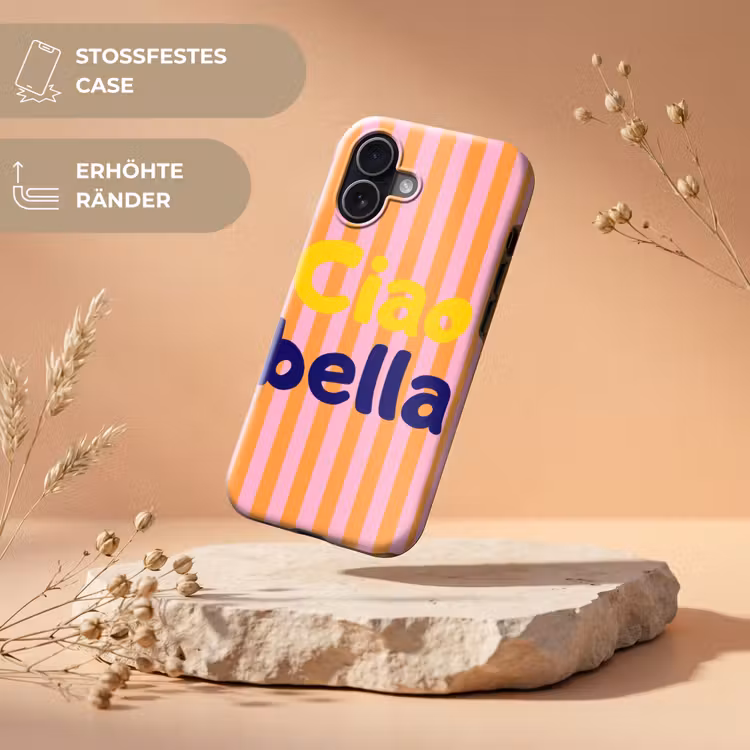 Verticaal - Strepen - Oranje - Ciao bella Toughcase MagSafe Apple iPhone 17 klein -USP_RandenV_DE