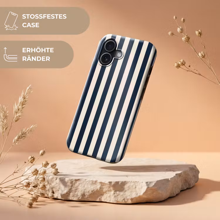Verticale strepen - Blauw - Crème Toughcase MagSafe Apple iPhone 17 klein 1017 -USP_RandenV_DE