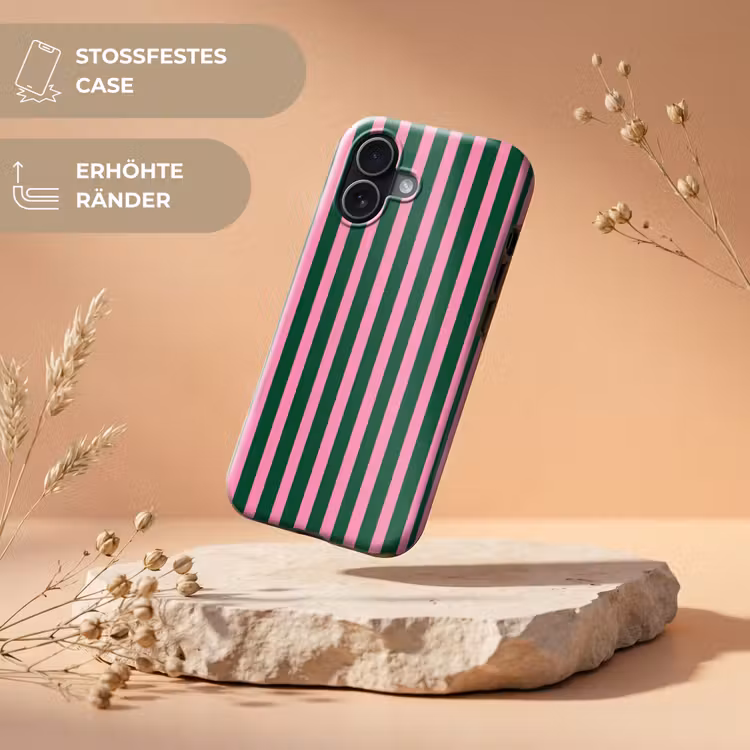 Verticale strepen - Groen - Roze Toughcase MagSafe Apple iPhone 17 klein 1017 -USP_RandenV_DE