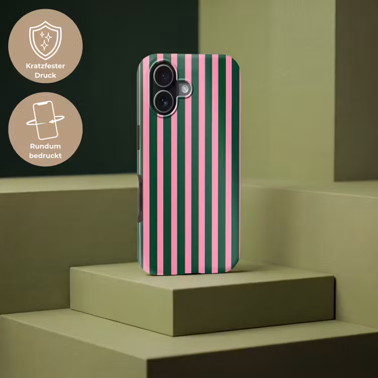 Verticale strepen - Groen - Roze Toughcase MagSafe Apple iPhone 17 klein 1017 -USP_PrintM_DE