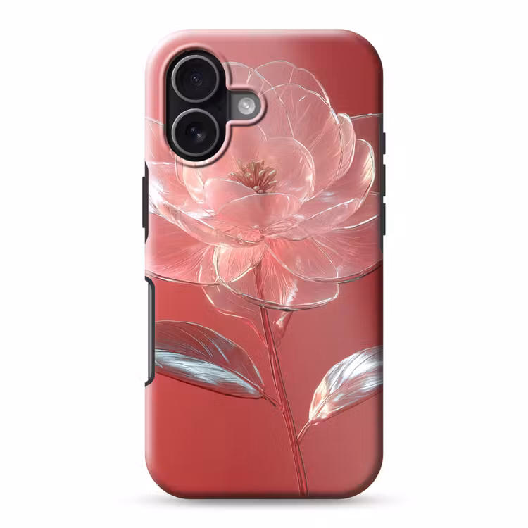 Sierlijk - Bloem - Roze - Glazen Toughcase MagSafe Apple iPhone 17 klein -3d