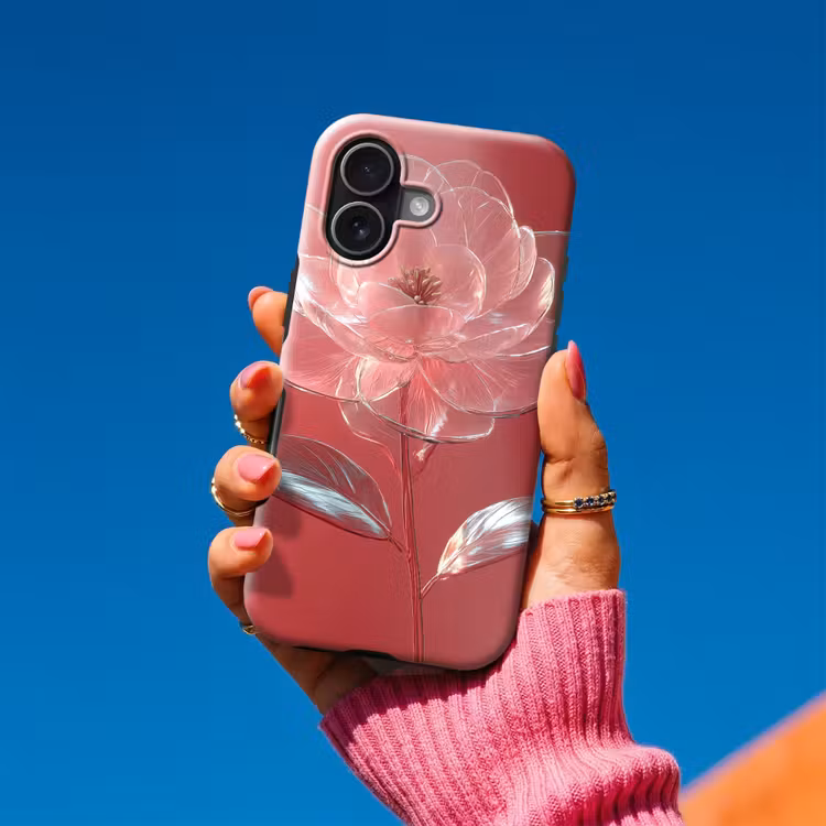 Sierlijk - Bloem - Roze - Glazen Toughcase MagSafe Apple iPhone 17 klein -Sfeer1V
