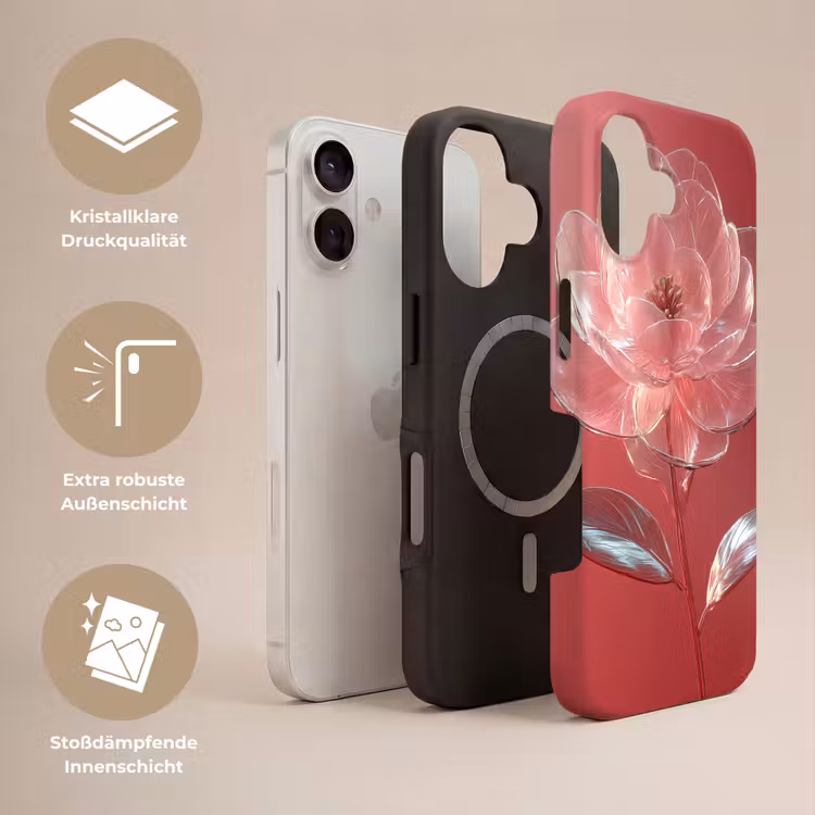 Sierlijk - Bloem - Roze - Glazen Toughcase MagSafe Apple iPhone 17 klein -USP_Lagen_DE