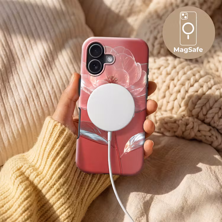 Sierlijk - Bloem - Roze - Glazen Toughcase MagSafe Apple iPhone 17 klein -USP_MagsafeV