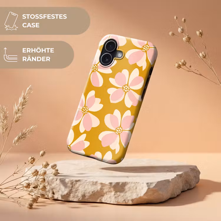 Vintage - Bloemen - Okergeel Toughcase MagSafe Apple iPhone 17 klein 1017 -USP_RandenV_DE