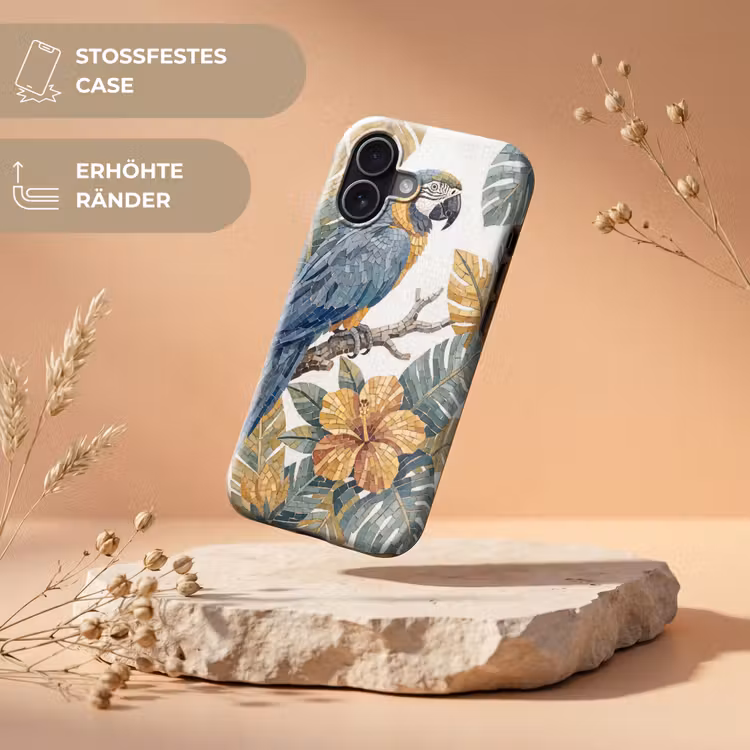 Vogel - Tak - Natuur - Mozaïek - Blauw Toughcase MagSafe Apple iPhone 17 klein -USP_RandenV_DE