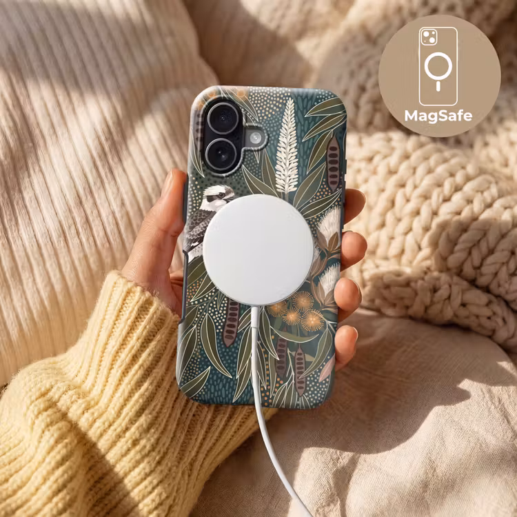 Vogel - Bladeren - Natuur - Illustratie - Groen Toughcase MagSafe Apple iPhone 17 klein -USP_MagsafeV