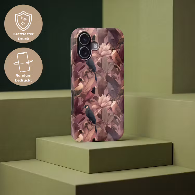 Vogels - Bladeren - Roze Toughcase MagSafe Apple iPhone 17 klein 1017 -USP_PrintM_DE