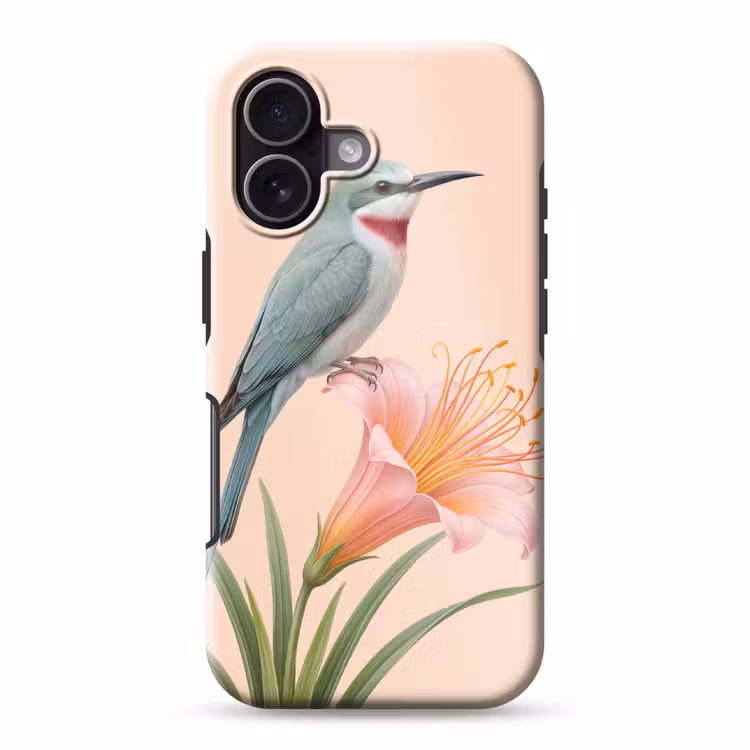 Vogel - Bloem - Natuur - Roze Toughcase MagSafe Apple iPhone 17 klein -3d