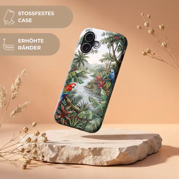 Vogel - Jungle - Natuur - Mozaïek - Groen Toughcase MagSafe Apple iPhone 17 klein -USP_RandenV_DE