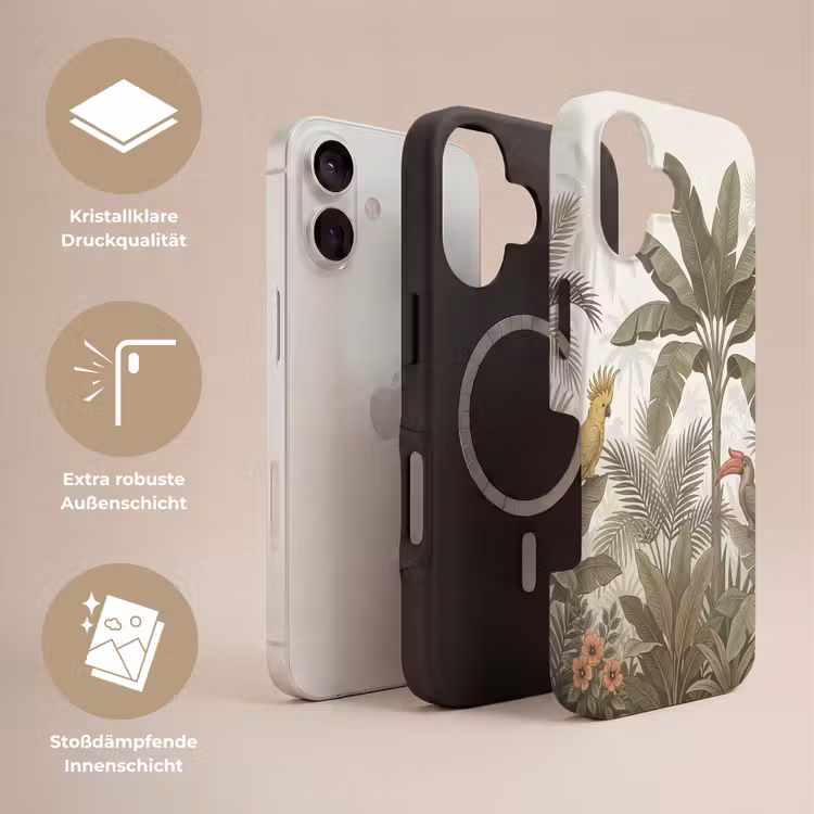 Vogel - Jungle - Tropisch - Illustratie - Groen Toughcase MagSafe Apple iPhone 17 klein -USP_Lagen_DE