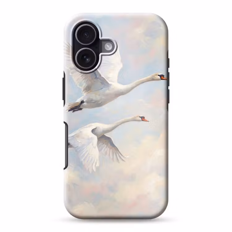 Vogel - Vliegend - Lucht - Modern - Pastel Toughcase MagSafe Apple iPhone 17 klein -3d
