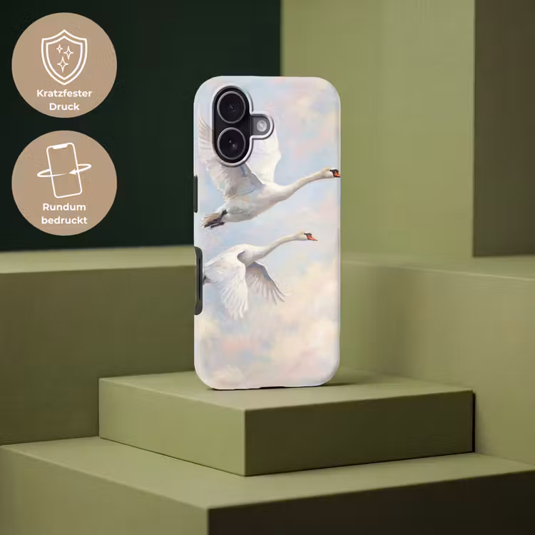 Vogel - Vliegend - Lucht - Modern - Pastel Toughcase MagSafe Apple iPhone 17 klein -USP_PrintM_DE