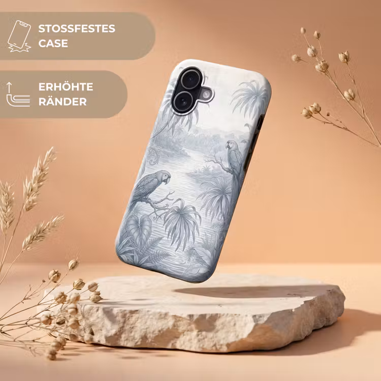 Vogel - Rivier - Tropisch - Illustratie - Blauw Toughcase MagSafe Apple iPhone 17 klein -USP_RandenV_DE