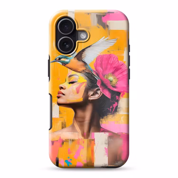 Vogel - Vrouw - Abstract - Bloem Toughcase MagSafe Apple iPhone 17 klein -3d