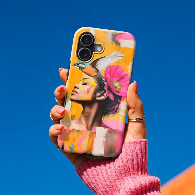 Vogel - Vrouw - Abstract - Bloem Toughcase MagSafe Apple iPhone 17 klein -Sfeer1V