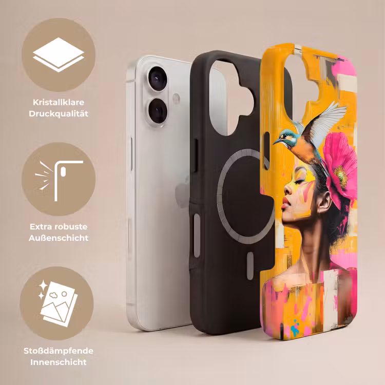 Vogel - Vrouw - Abstract - Bloem Toughcase MagSafe Apple iPhone 17 klein -USP_Lagen_DE