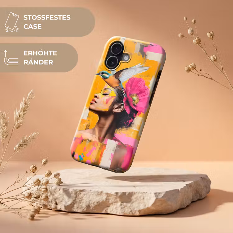 Vogel - Vrouw - Abstract - Bloem Toughcase MagSafe Apple iPhone 17 klein -USP_RandenV_DE
