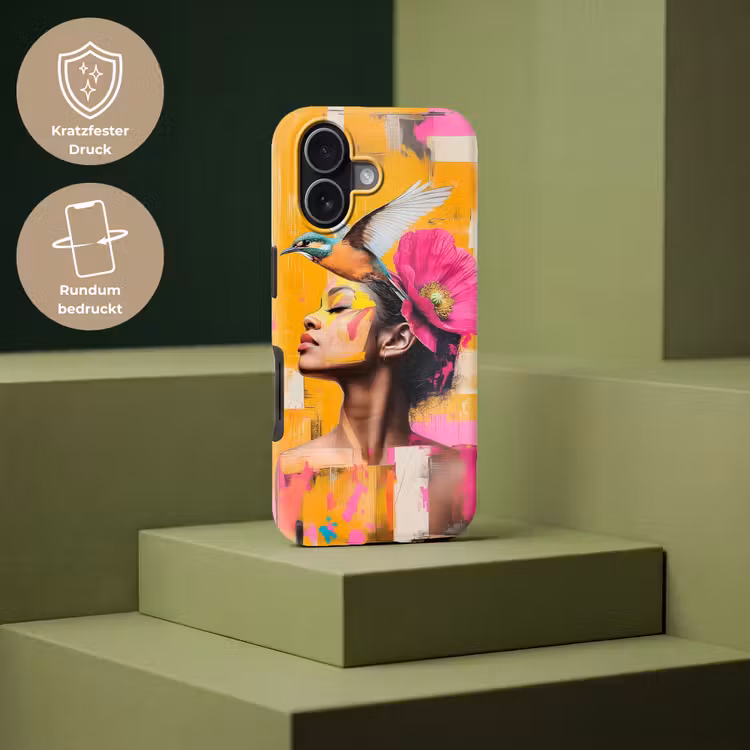 Vogel - Vrouw - Abstract - Bloem Toughcase MagSafe Apple iPhone 17 klein -USP_PrintM_DE