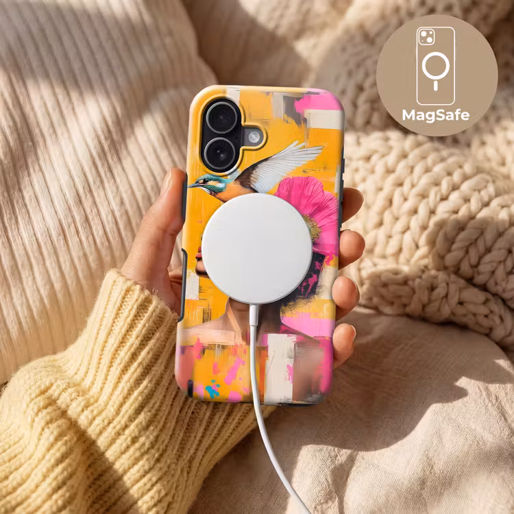 Vogel - Vrouw - Abstract - Bloem Toughcase MagSafe Apple iPhone 17 klein -USP_MagsafeV