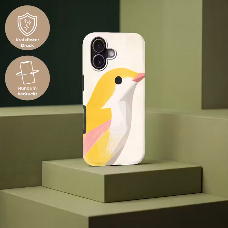 Vogel - Minimalistisch - Geel Toughcase MagSafe Apple iPhone 17 klein -USP_PrintM_DE