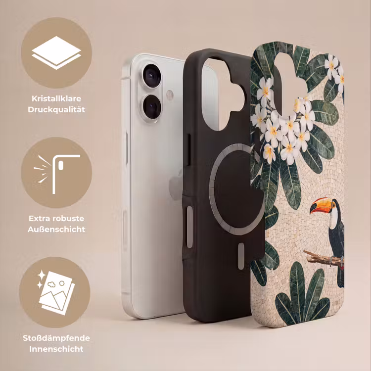 Vogel - Mozaïek - Tropisch - Natuur - Kleurrijk Toughcase MagSafe Apple iPhone 17 klein -USP_Lagen_DE