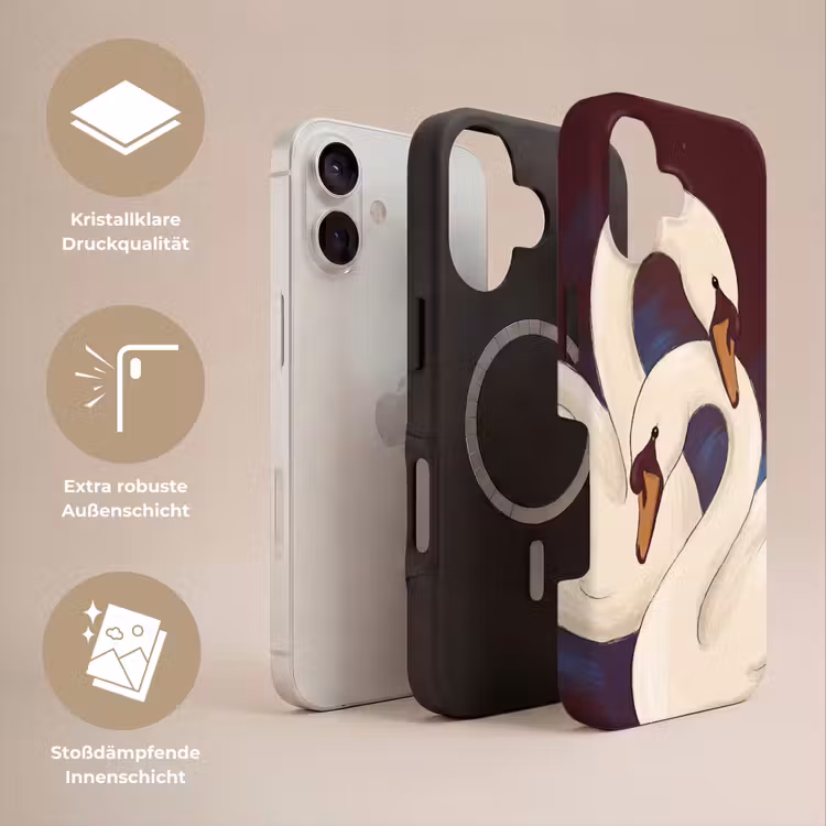 Vogel - Koppel - Liefde - Abstract - Wit Toughcase MagSafe Apple iPhone 17 klein -USP_Lagen_DE
