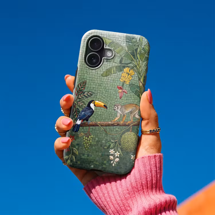 Vogel - Dier - Jungle - Mozaïek - Natuur Toughcase MagSafe Apple iPhone 17 klein -Sfeer1V