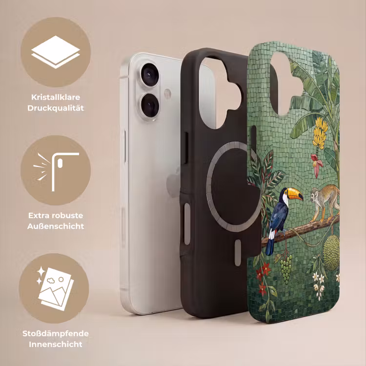Vogel - Dier - Jungle - Mozaïek - Natuur Toughcase MagSafe Apple iPhone 17 klein -USP_Lagen_DE