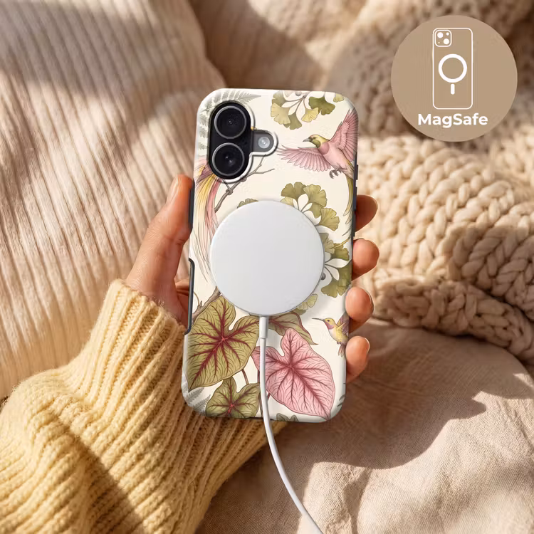 Vogels - Tropisch - Botanisch - Roze Toughcase MagSafe Apple iPhone 17 klein -USP_MagsafeV