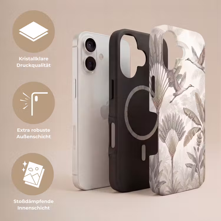 Vogel - Tropisch - Jungle - Natuur - Beige Toughcase MagSafe Apple iPhone 17 klein -USP_Lagen_DE
