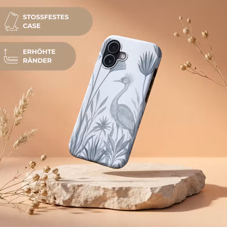 Vogel - Tropisch - Illustratie - Blauwgrijs - Natuur Toughcase MagSafe Apple iPhone 17 klein -USP_RandenV_DE