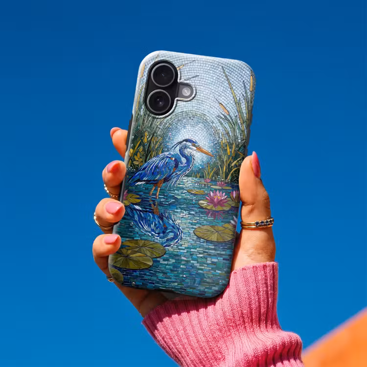 Vogel - Water - Natuur - Abstract - Blauw Toughcase MagSafe Apple iPhone 17 klein -Sfeer1V