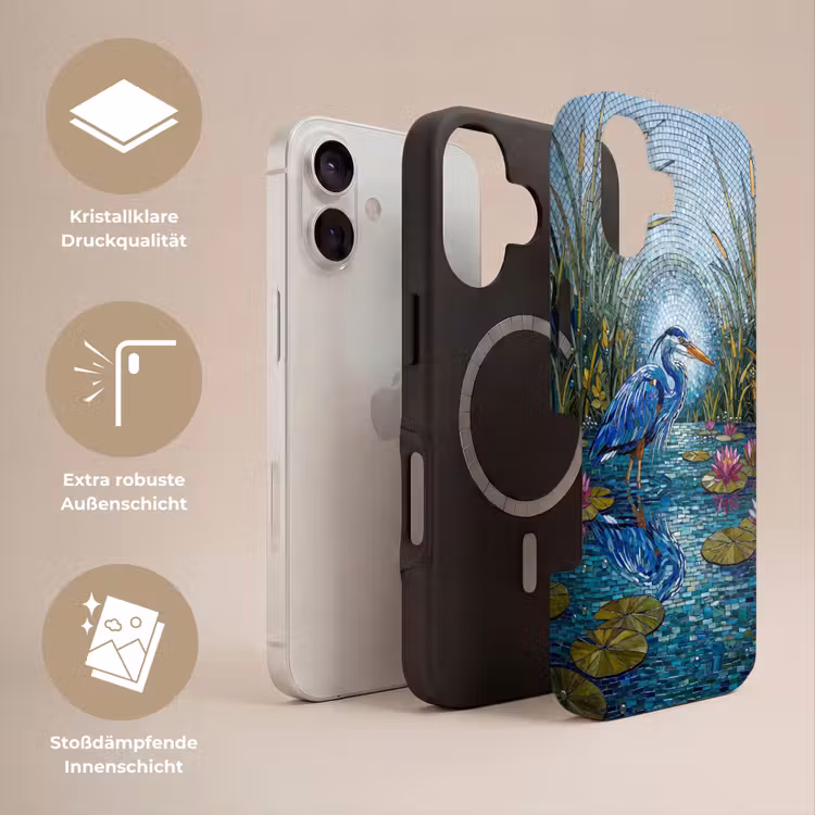 Vogel - Water - Natuur - Abstract - Blauw Toughcase MagSafe Apple iPhone 17 klein -USP_Lagen_DE
