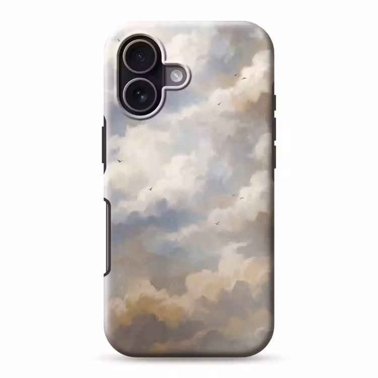 Vogel - Wolken - Natuur - Modern - Grijs Toughcase MagSafe Apple iPhone 17 klein -3d