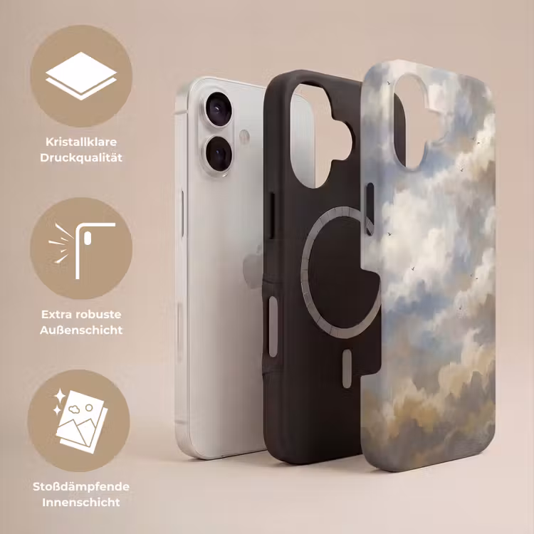 Vogel - Wolken - Natuur - Modern - Grijs Toughcase MagSafe Apple iPhone 17 klein -USP_Lagen_DE